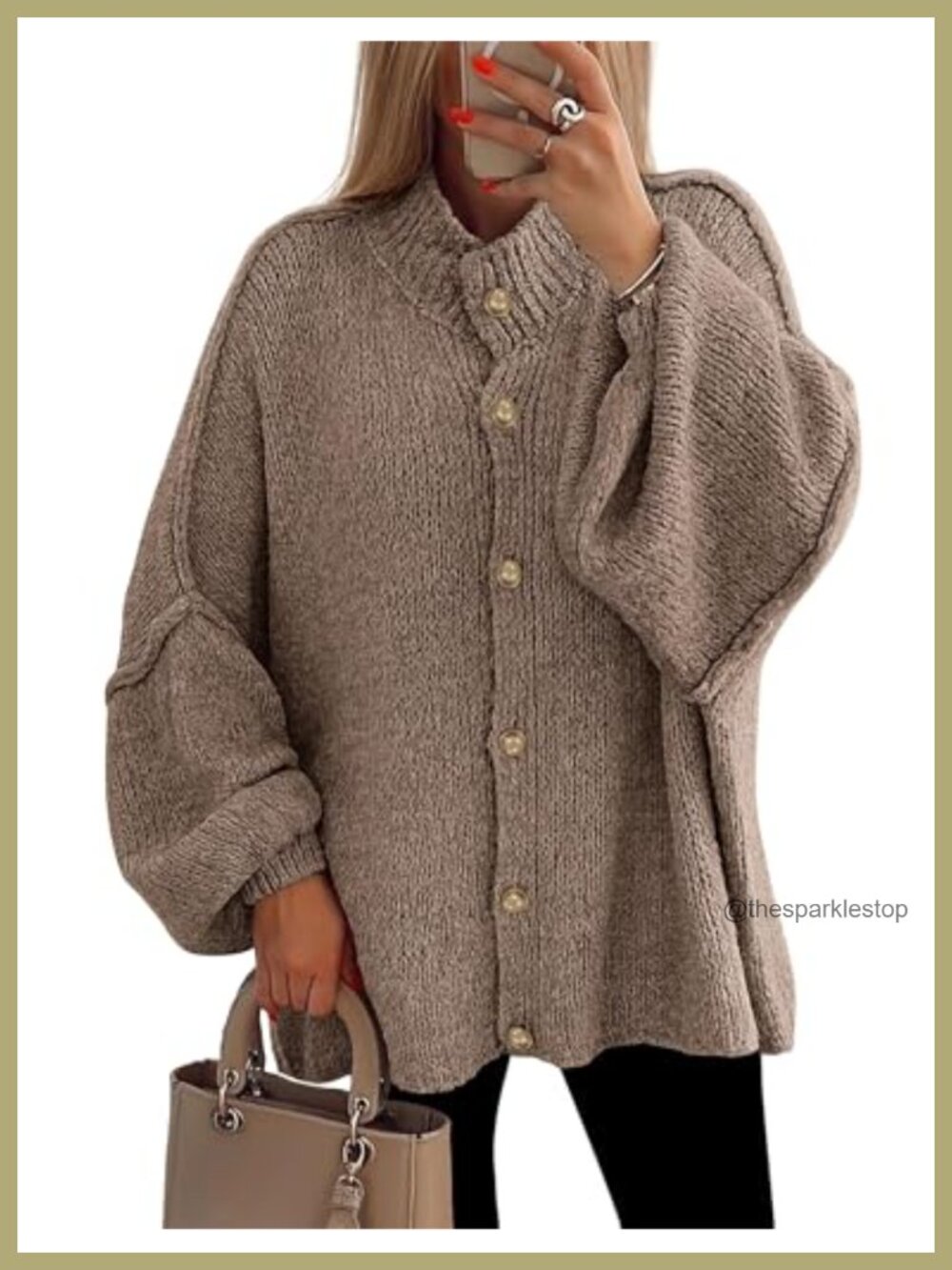 Women's Chunky Knit Oversized Button Down Cardigan Sweater